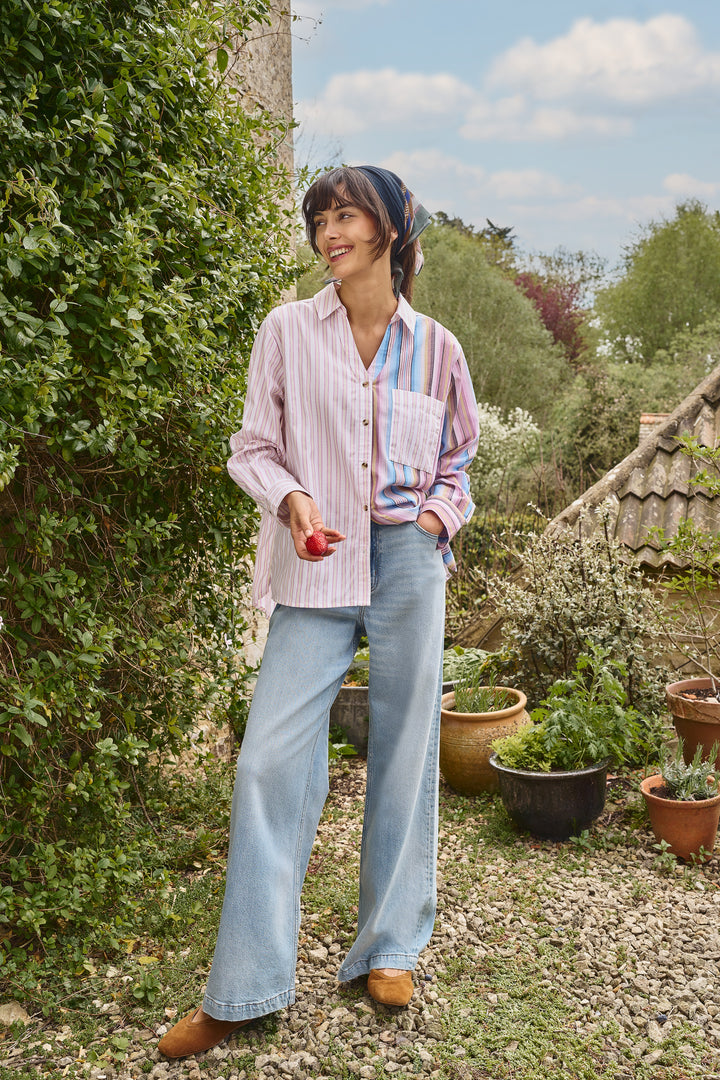 Chemise rayée en coton biologique Saffie - Look décontracté