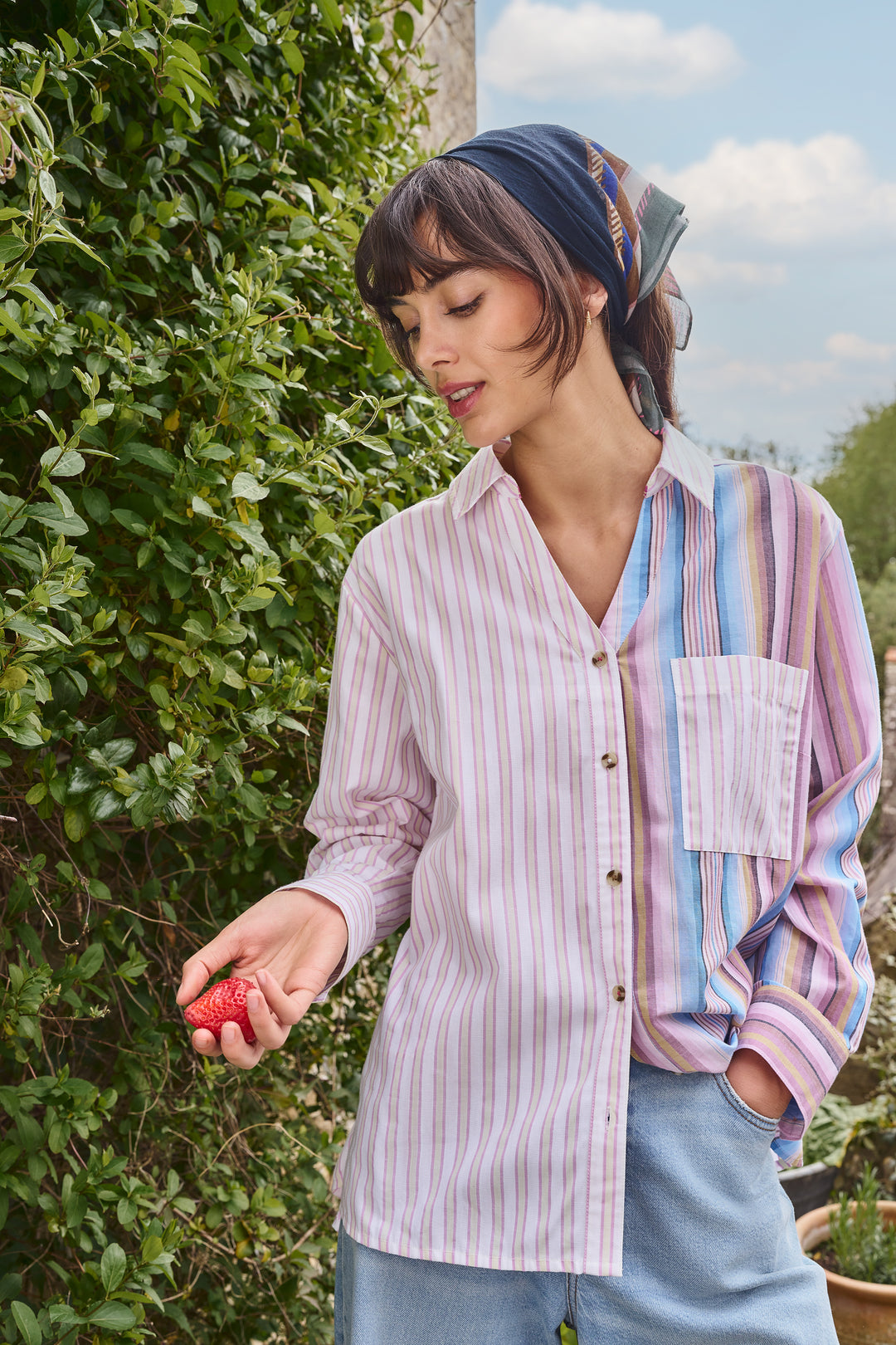 Chemise rayée en coton biologique Saffie - Look décontracté
