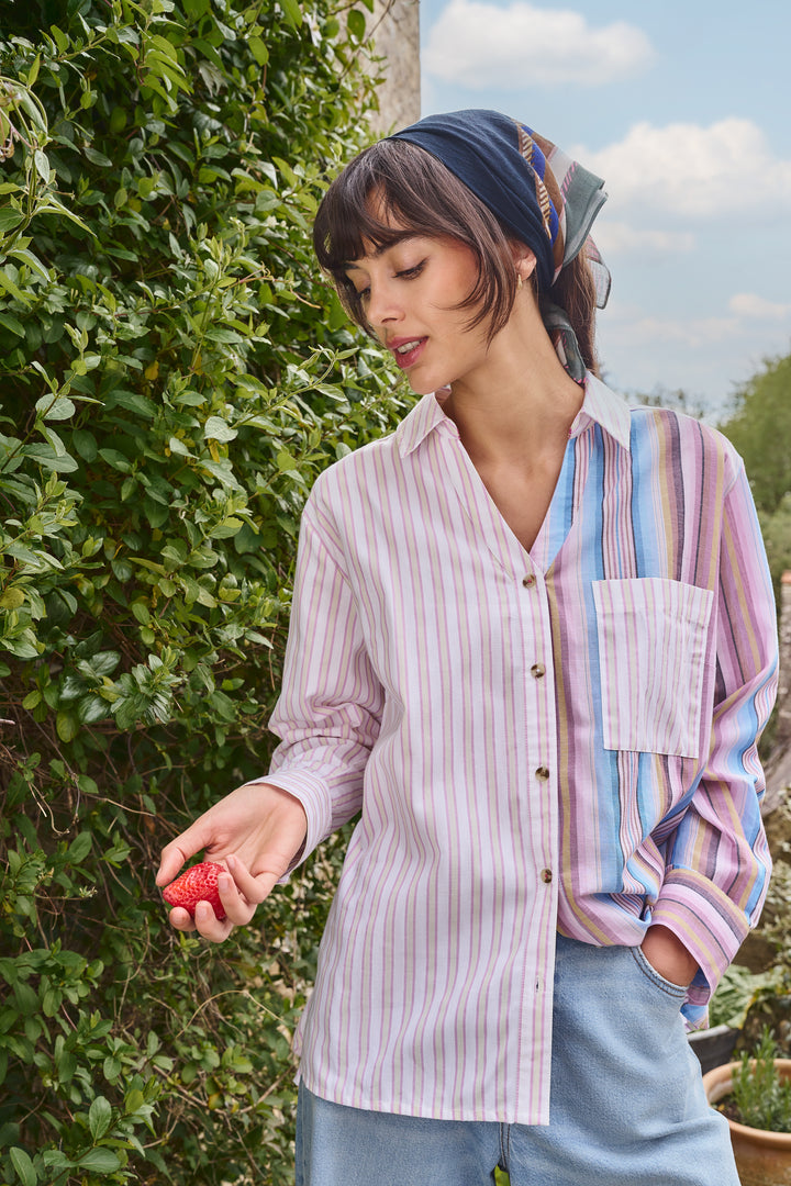 Chemise rayée en coton biologique Saffie - Look décontracté
