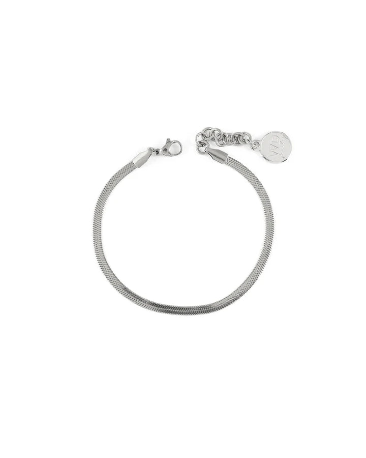 Bracelet à chaîne serpent Orvet - En acier inoxydable fini argent