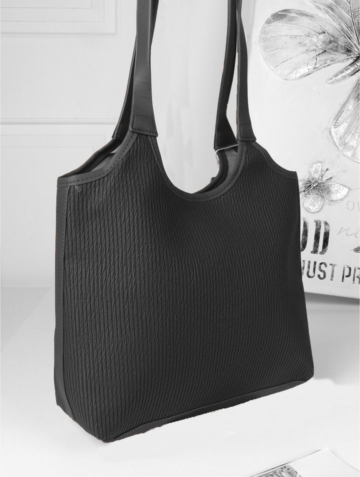 Sac fourre-tout structuré en similicuir à effet côtelé