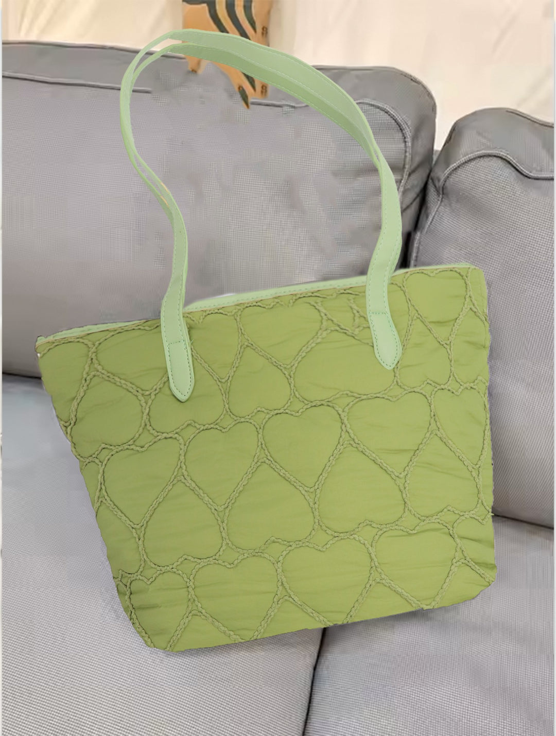 Sac fourre-tout matelassé à motifs cœur - Format pratique