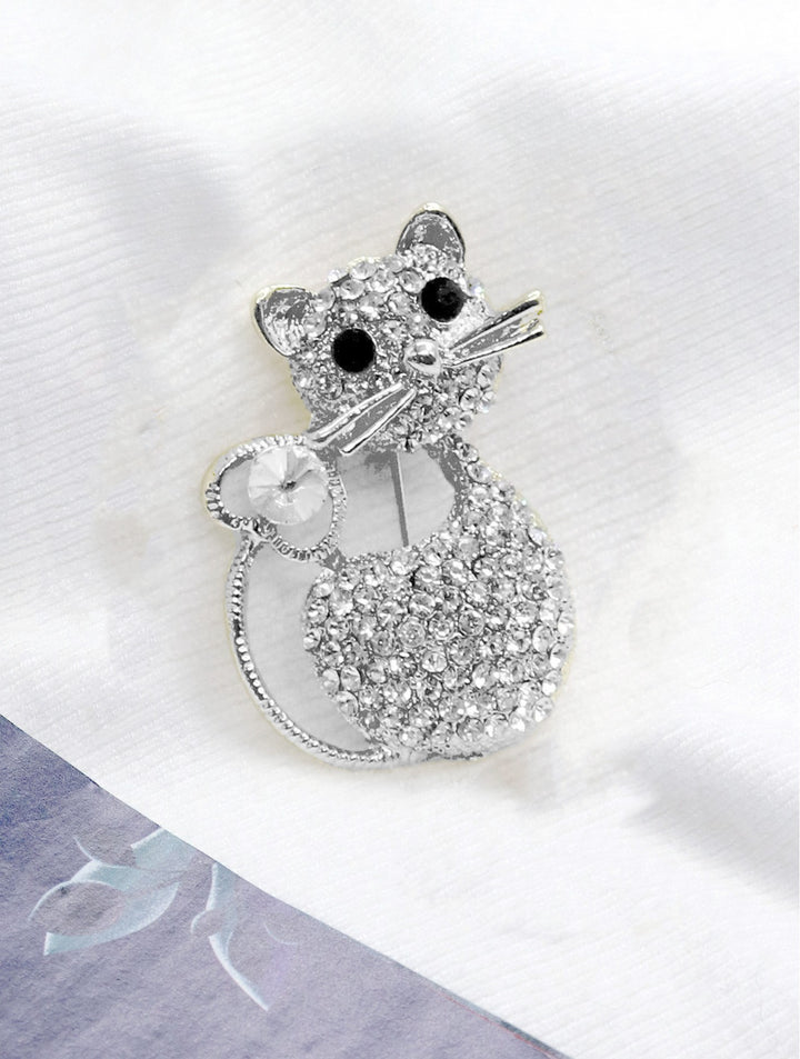 Broche chat ornée de strass – Bijou fantaisie