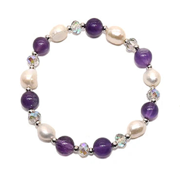 Bracelet améthyste et perles d'eau douce
