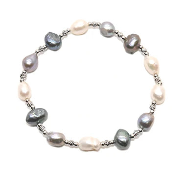 Bracelet en pierres fines et perles d'eau douce - Bijou artisanal multicolore
