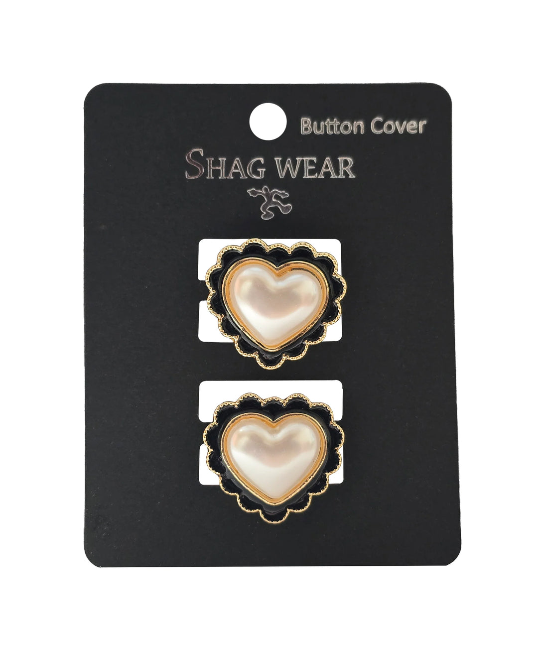Duo couvre-boutons pour chemise et veste - Accessoire amovible motif cœur nacré