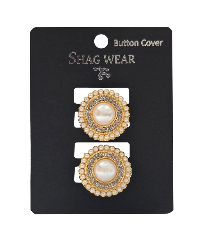 Duo couvre-boutons pour chemise et veste - Accessoire amovible serti de strass et perles