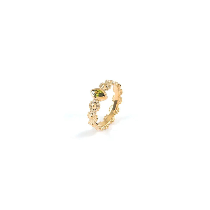 Bague dorée à pierre marquise Maëlle - En laiton recyclé plaqué or 18K Taille 58