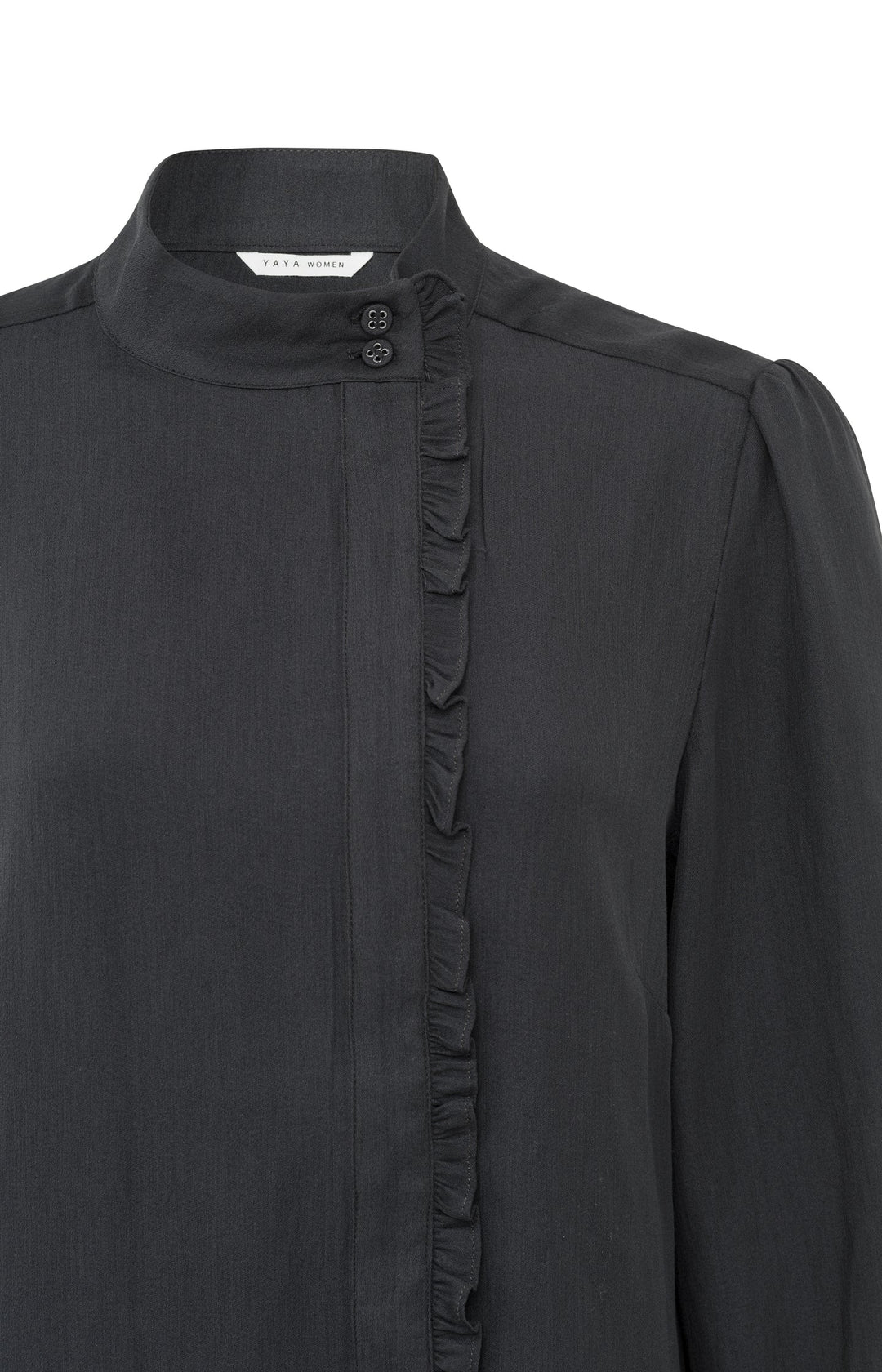 Blouse à col montant et fermeture décentrée
