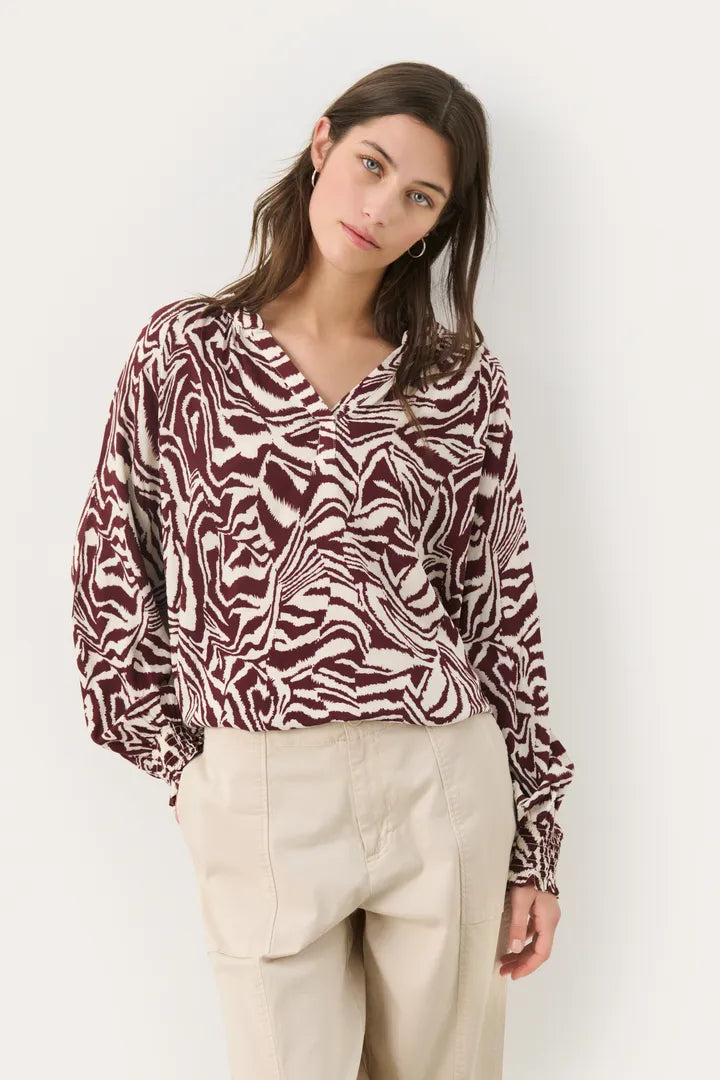 Blouse à manches longues imprimée zèbre Tennie