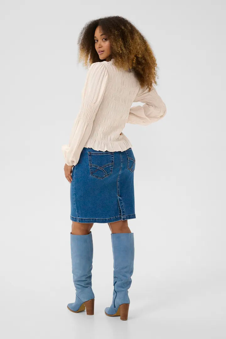 Blouse classique façon nid d'abeilles Henva