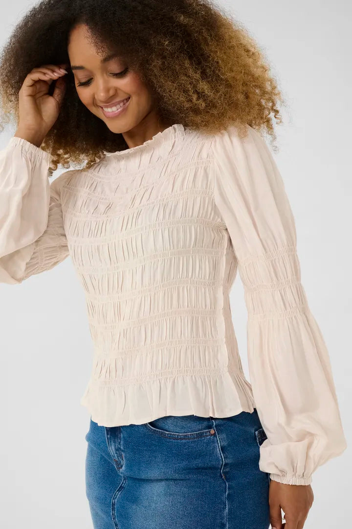 Blouse classique façon nid d'abeilles Henva