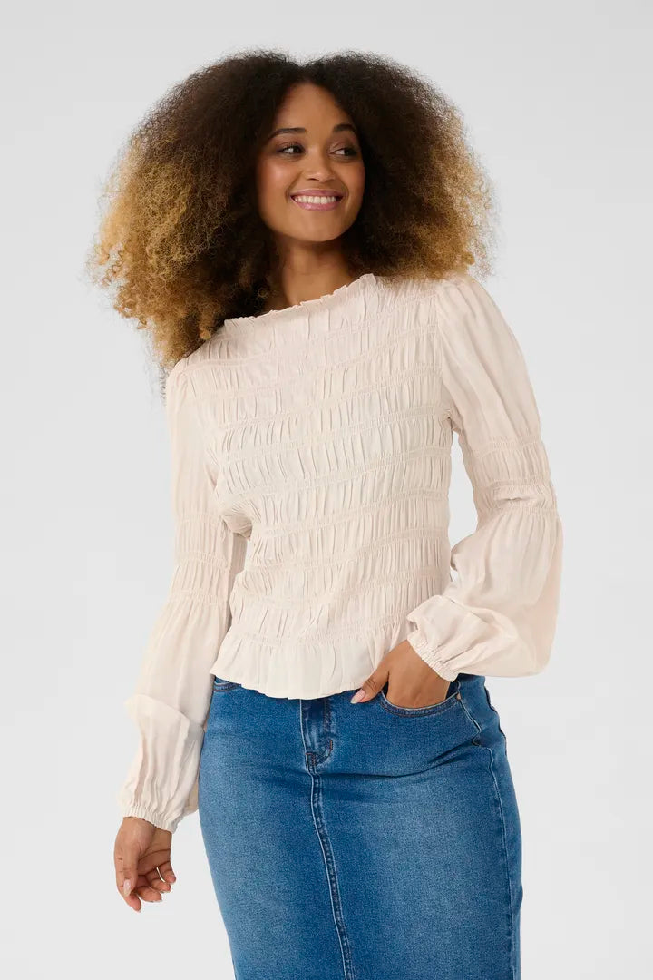 Blouse classique façon nid d'abeilles Henva