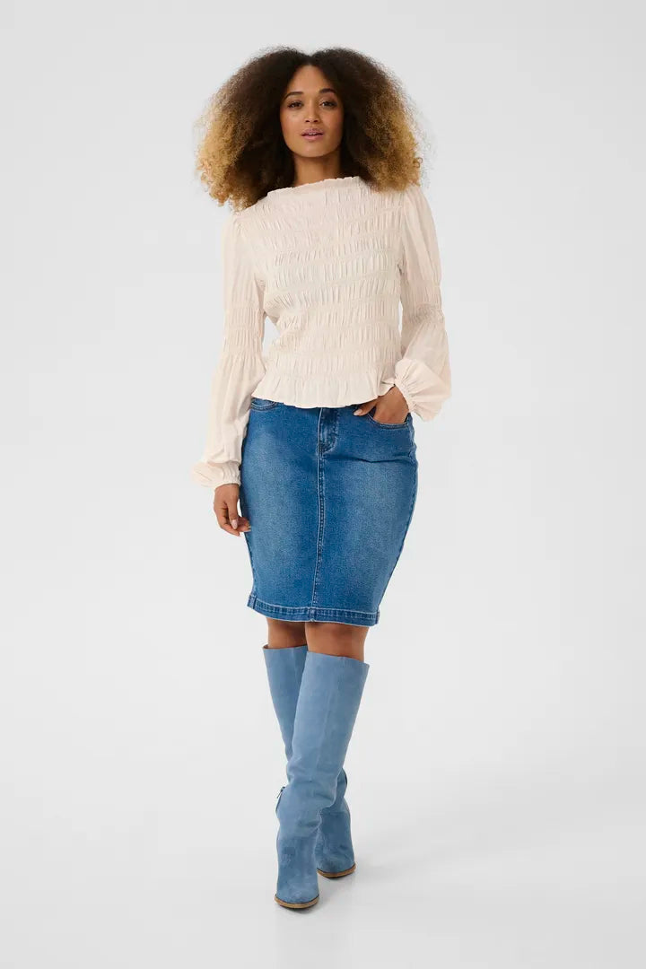 Blouse classique façon nid d'abeilles Henva