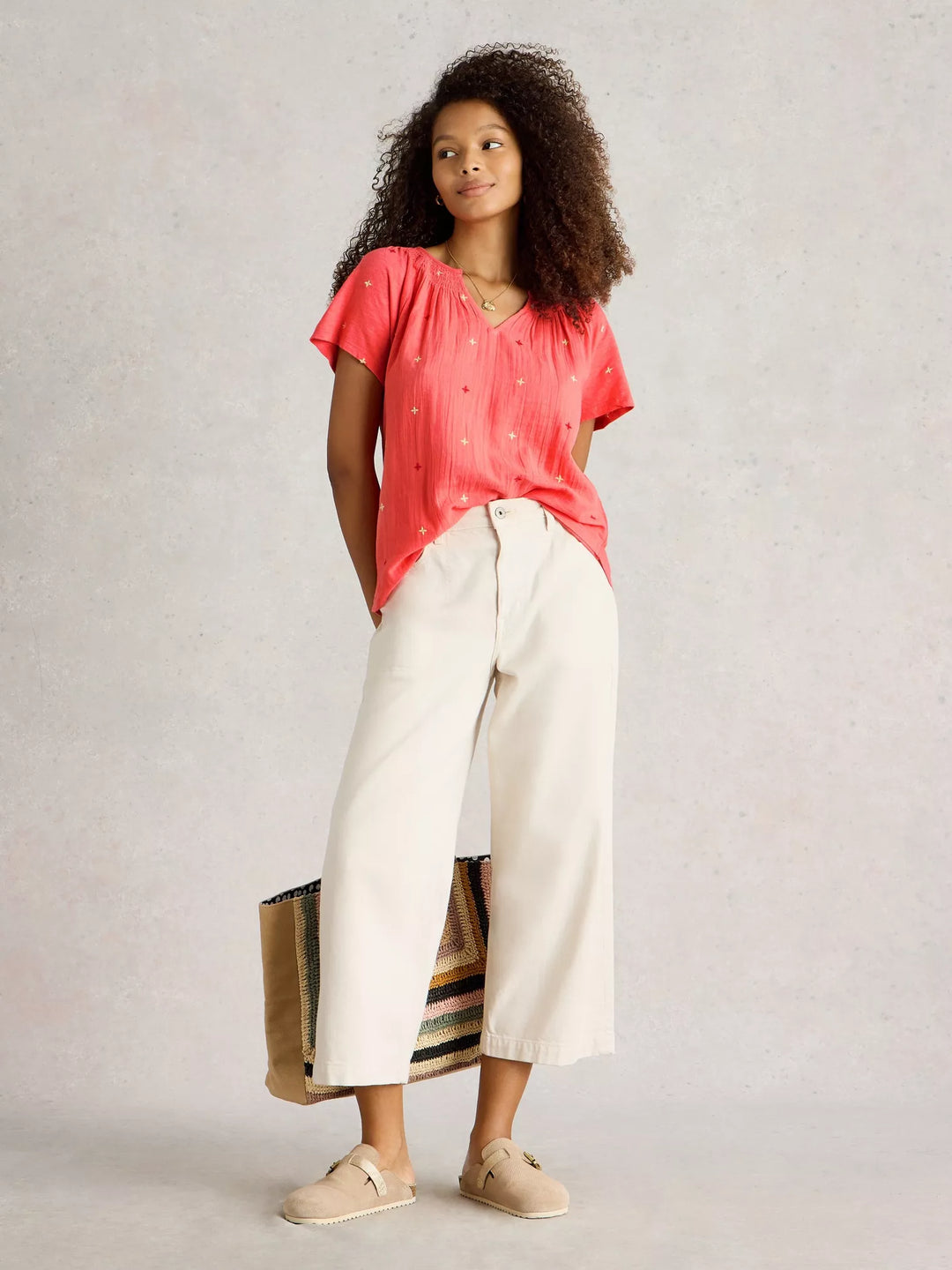 Blouse en coton biologique, au tissu chiffonné doux et léger Luella