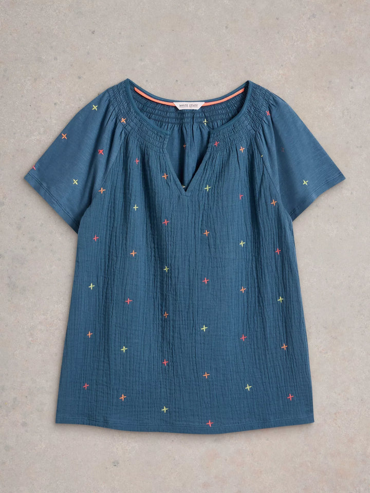 Blouse en coton biologique, au tissu chiffonné doux et léger Luella