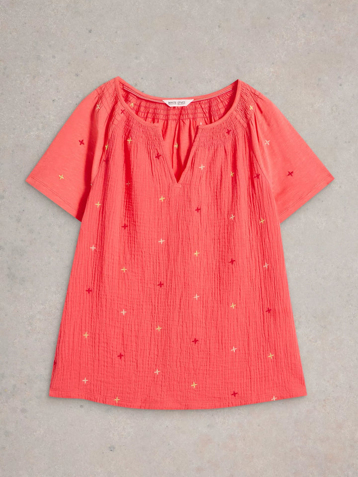 Blouse en coton biologique, au tissu chiffonné doux et léger Luella