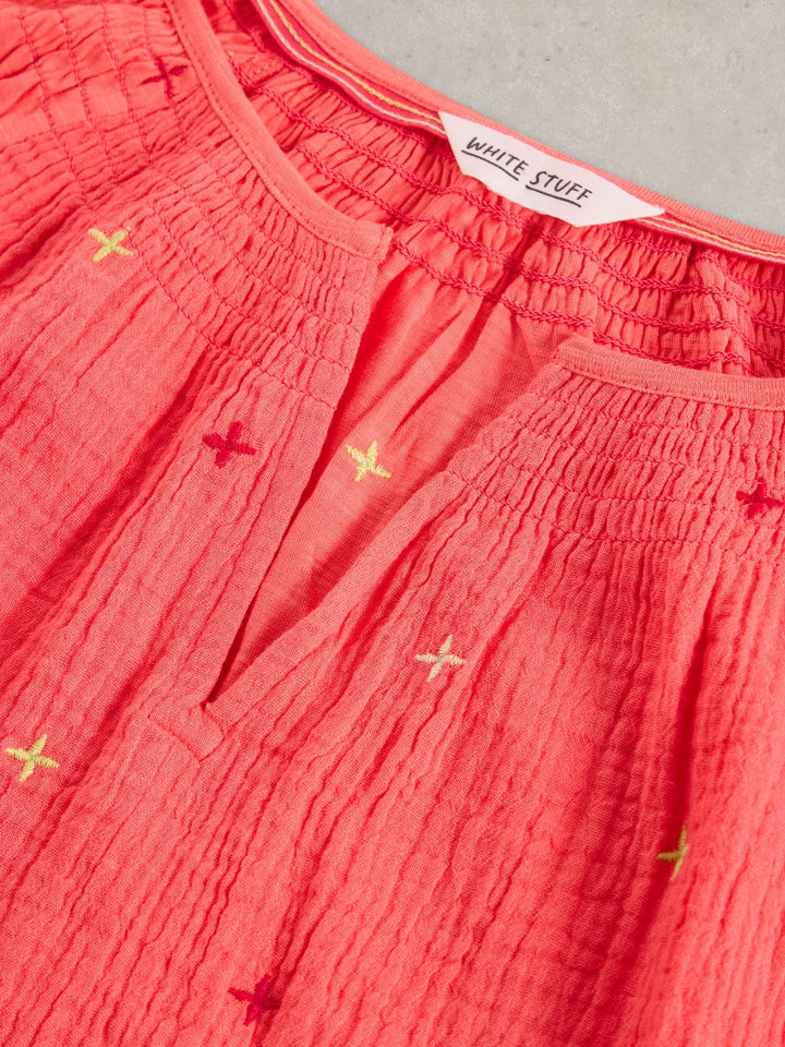 Blouse en coton biologique, au tissu chiffonné doux et léger Luella