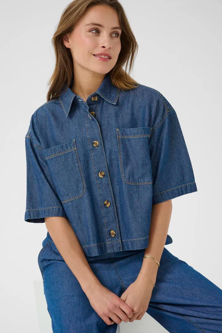 Blouse en denim avec poches avant Luise