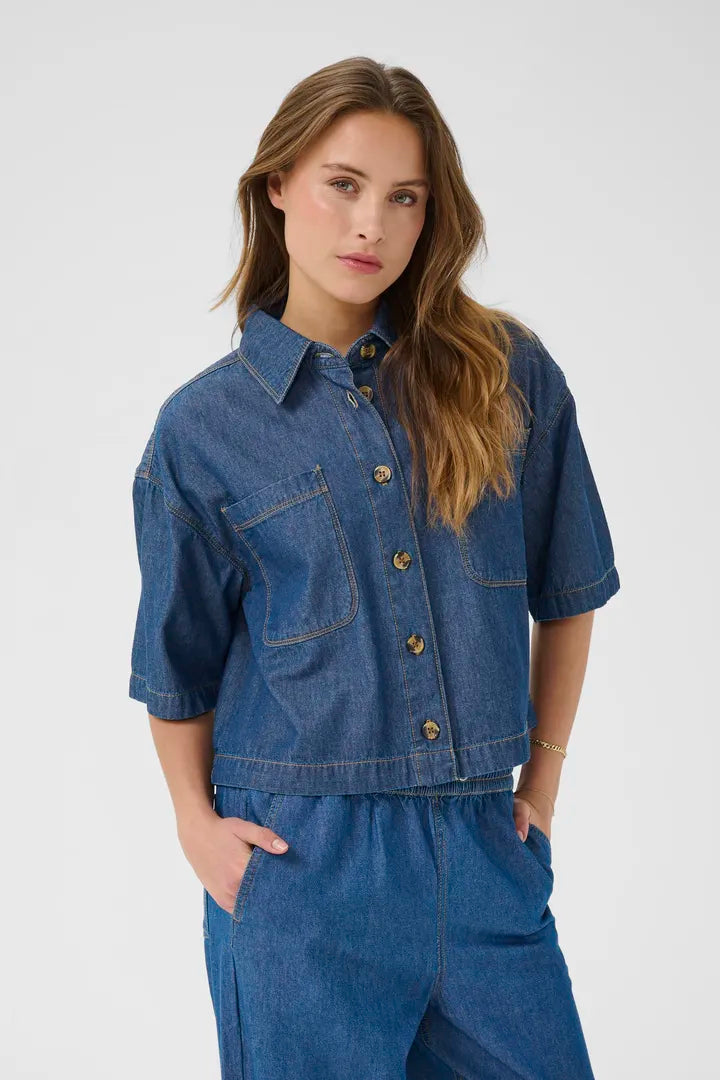 Blouse en denim avec poches avant Luise