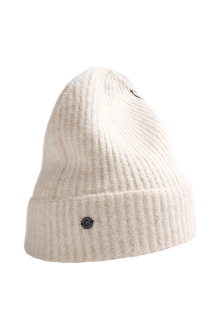 Bonnet en tricot orné de deux lignes contrastées Taya