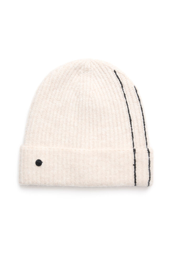 Bonnet en tricot orné de deux lignes contrastées Taya