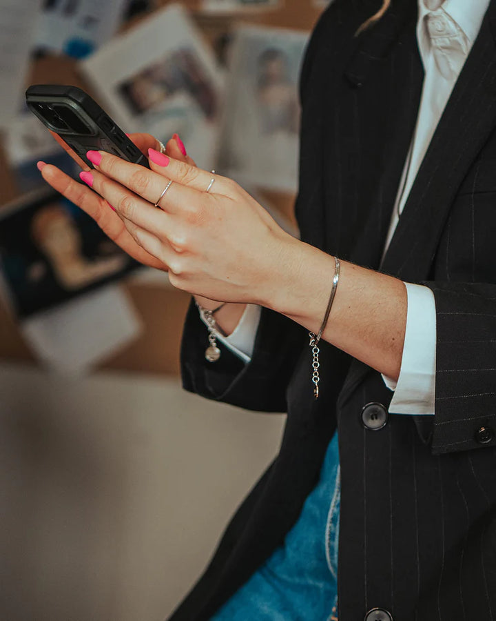 Bracelet à chaîne serpent Orvet - En acier inoxydable fini argent