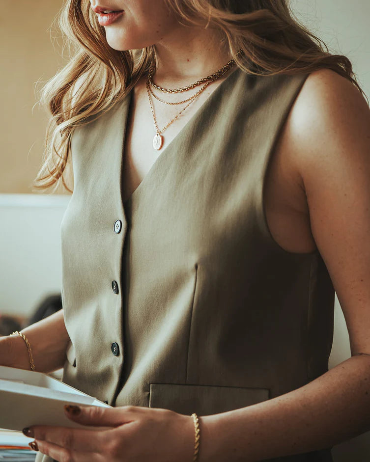 Bracelet à chaîne torsadée dorée Twisted - En acier inoxydable fini or 18K