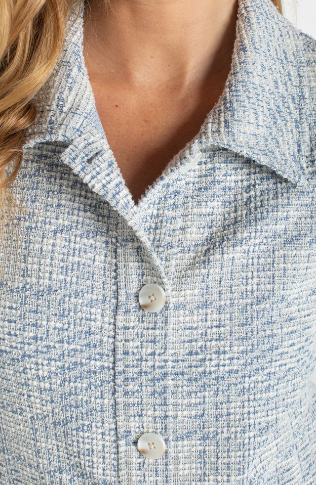 Veste à carreaux boutonnée à l'avant - Manches bouffantes