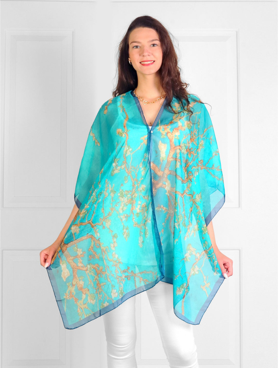 Haut léger à imprimé floral avec boutons perles - Tissu fluide et respirant