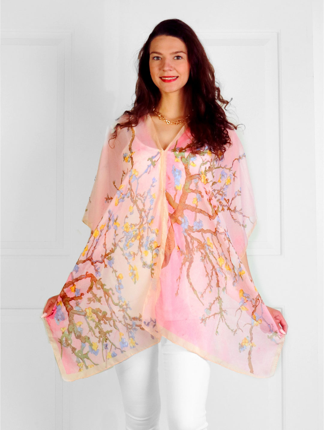 Haut léger à imprimé floral avec boutons perles - Tissu fluide et respirant