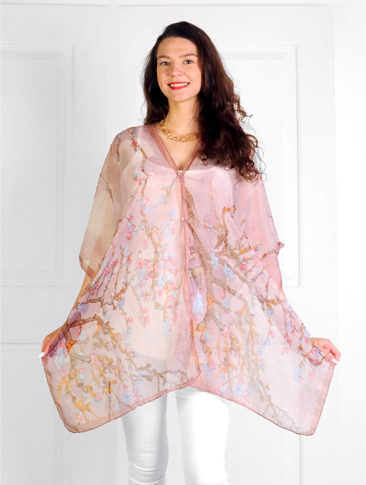 Haut léger à imprimé floral avec boutons perles - Tissu fluide et respirant