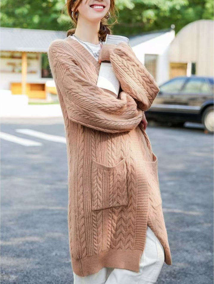 Cardigan en tricot long avec poches