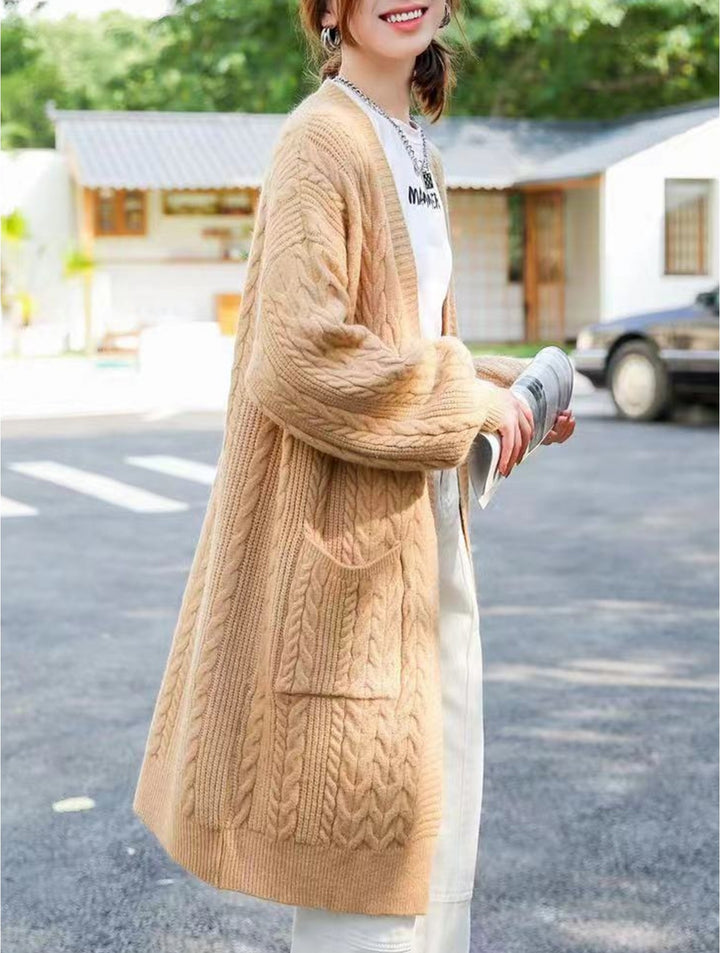 Cardigan en tricot long avec poches
