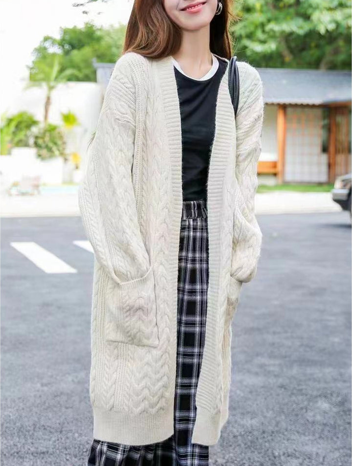 Cardigan en tricot long avec poches