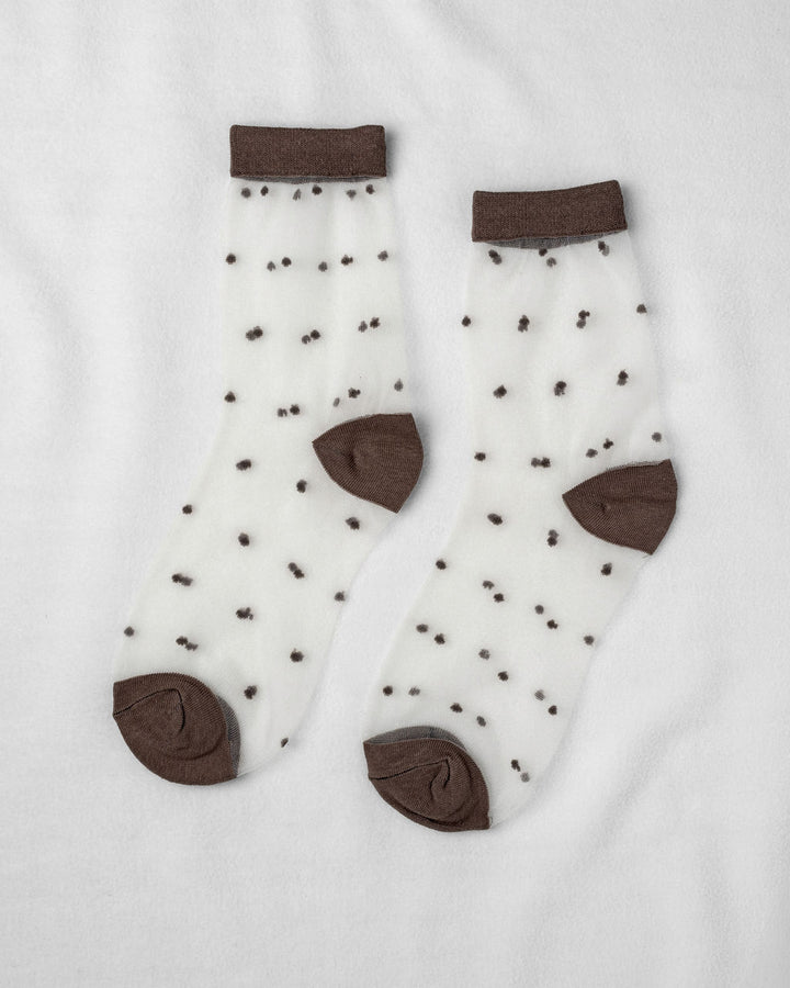 Chaussettes courtes transparentes avec motif pois
