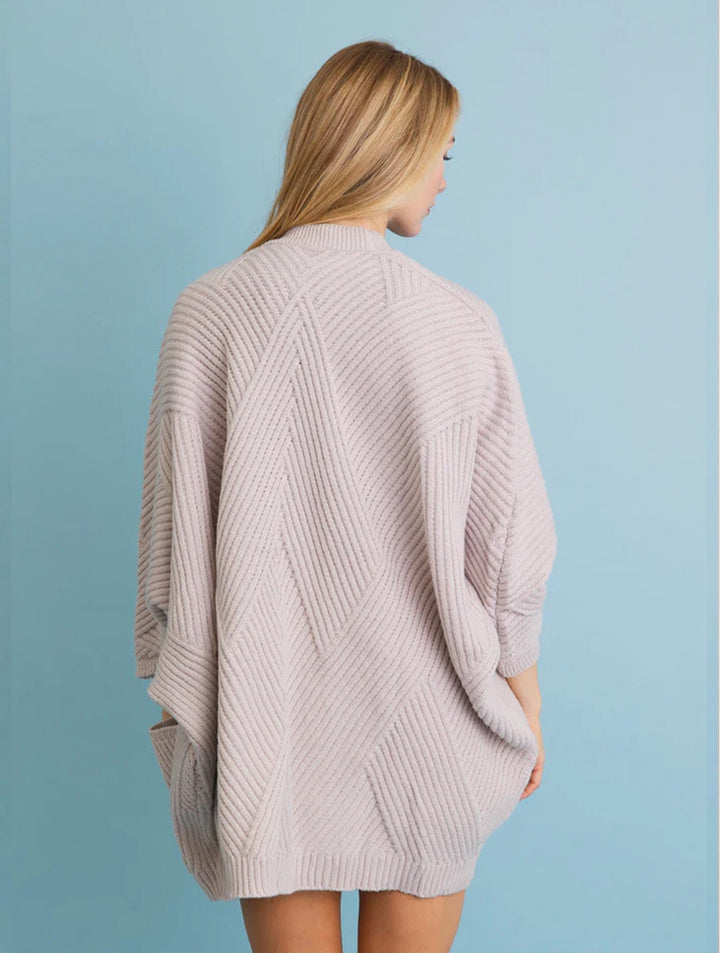 Cardigan ouvert en tricot côtelé - Oversize texturé