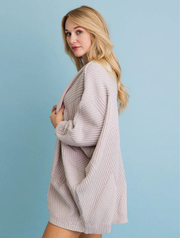 Cardigan ouvert en tricot côtelé - Oversize texturé