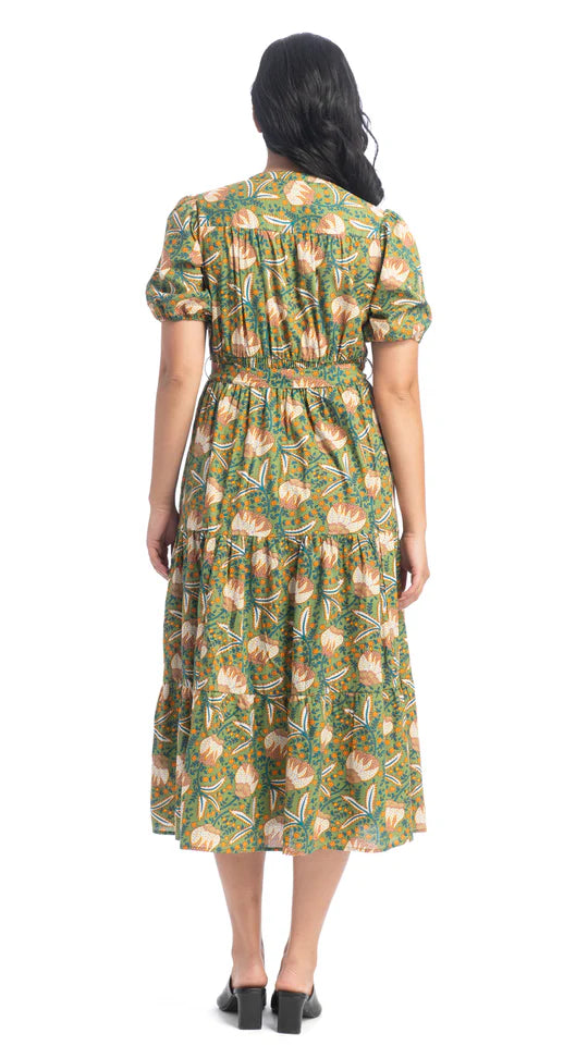 Robe en coton biologique Anya - Avec imprimé et taille ceinturée