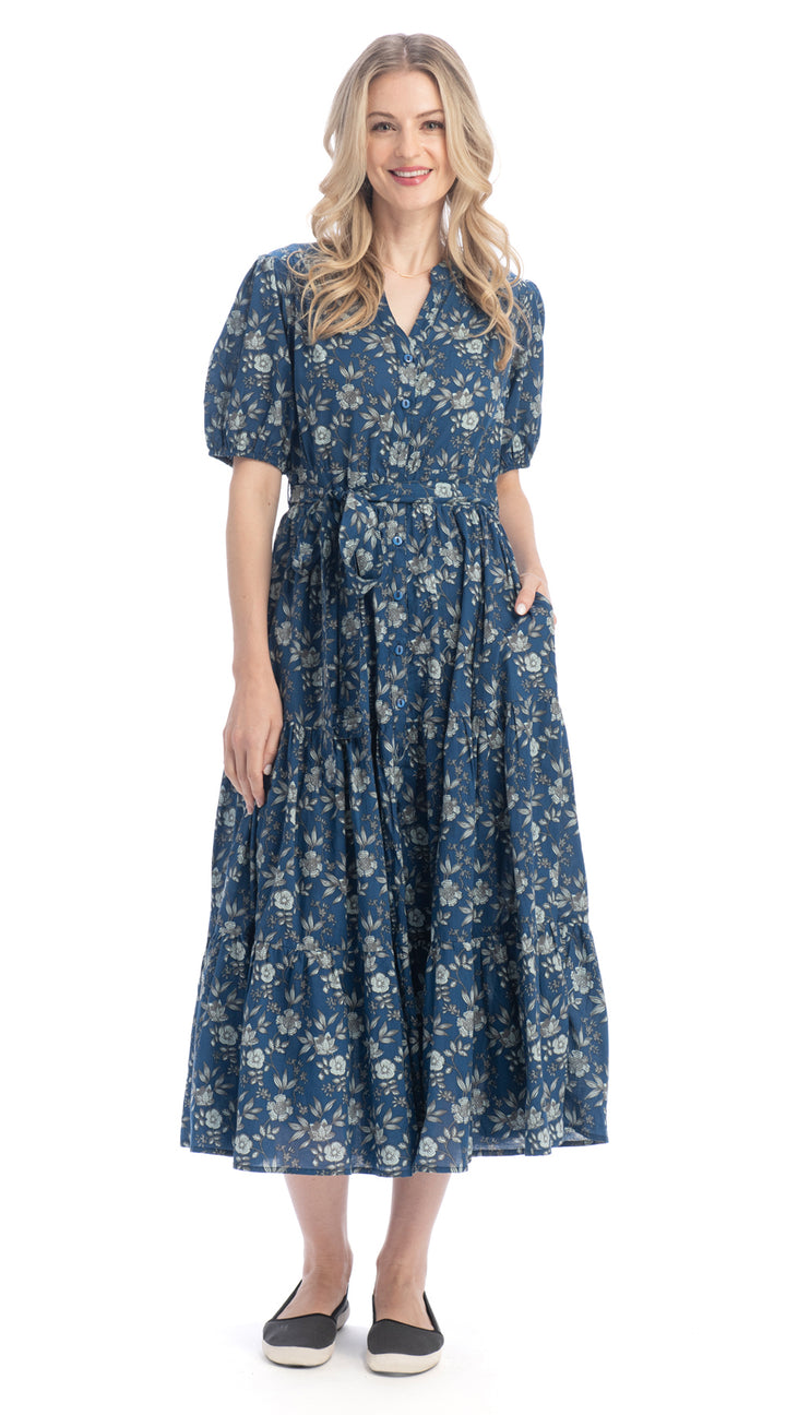 Robe en coton biologique Anya - Avec imprimé et taille ceinturée