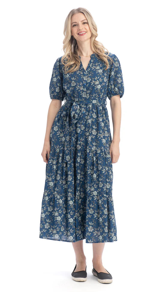 Robe en coton biologique Anya - Avec imprimé et taille ceinturée