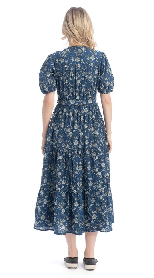 Robe en coton biologique Anya - Avec imprimé et taille ceinturée