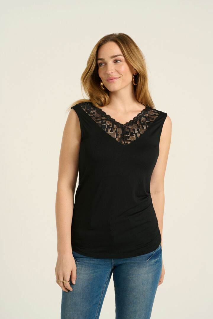 Camisole à bretelles larges avec dentelle intégrée