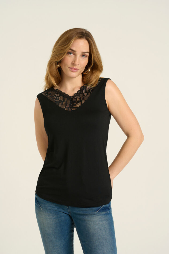 Camisole à bretelles larges avec dentelle intégrée