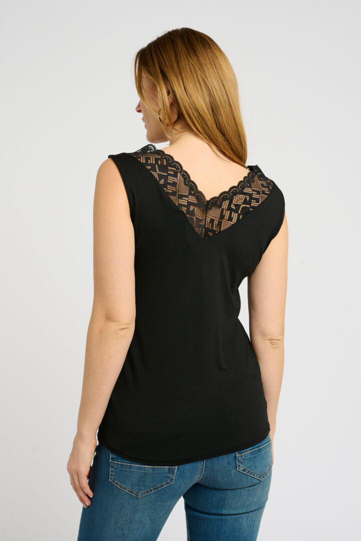 Camisole à bretelles larges avec dentelle intégrée