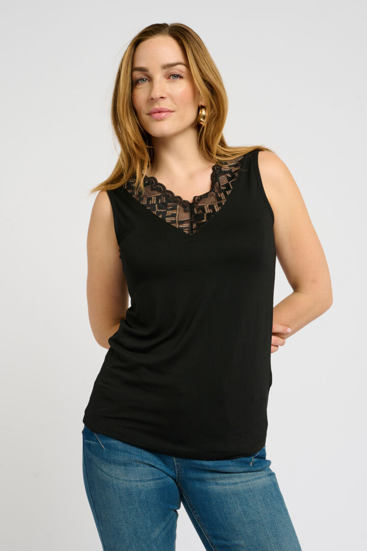 Camisole à bretelles larges avec dentelle intégrée