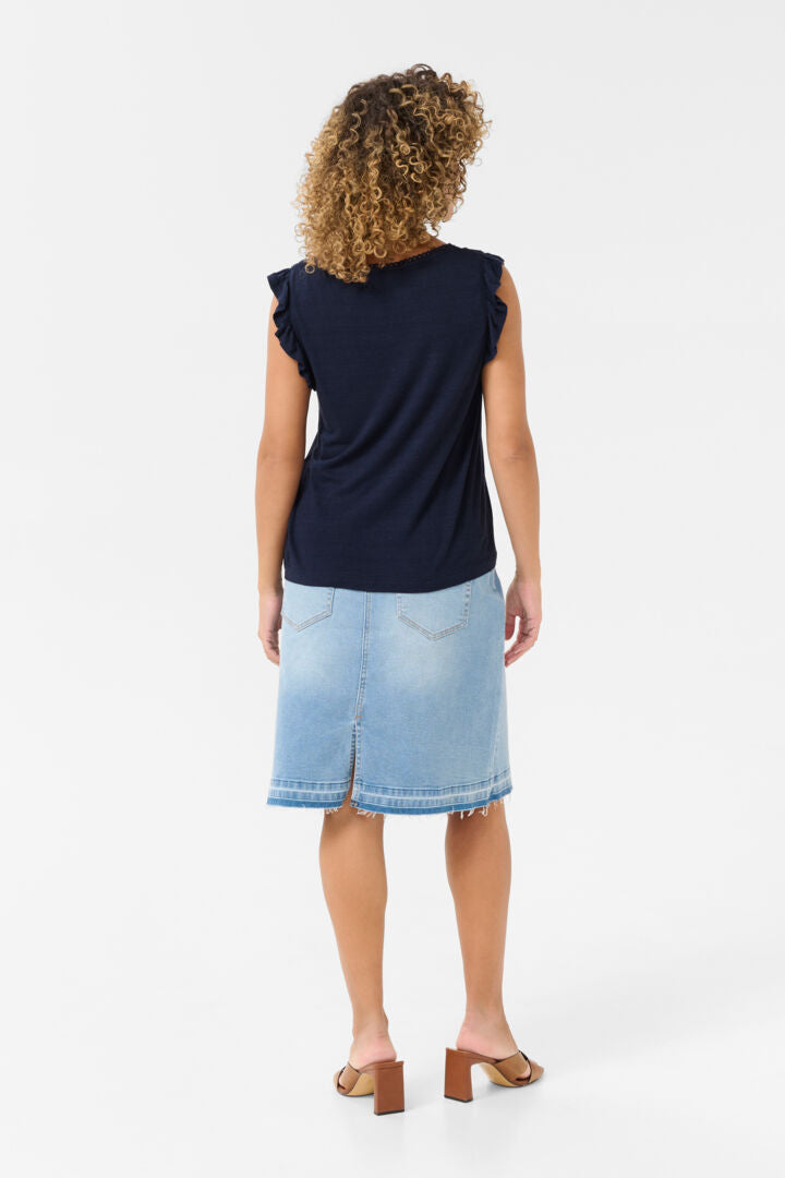 Camisole en lin avec bretelles plissées Luna