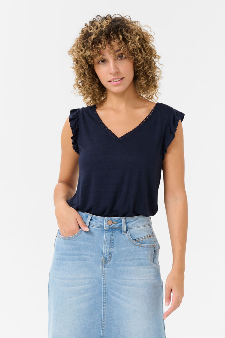 Camisole en lin avec bretelles plissées Luna