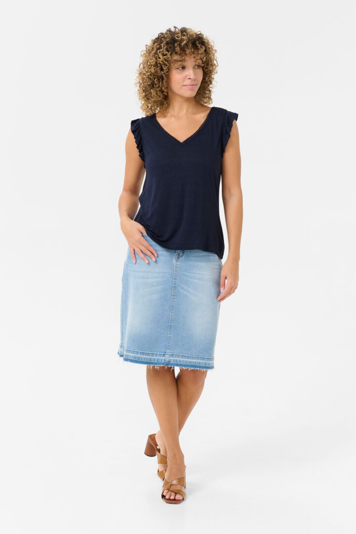 Camisole en lin avec bretelles plissées Luna