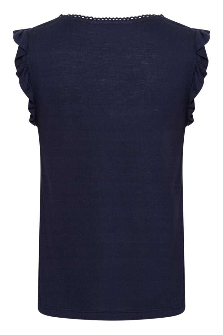 Camisole en lin avec bretelles plissées Luna